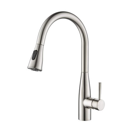 KIBI Bari-T Single Handle Pull Down Kitchen Sink Faucet, Brushed Nickle KKF2016BN